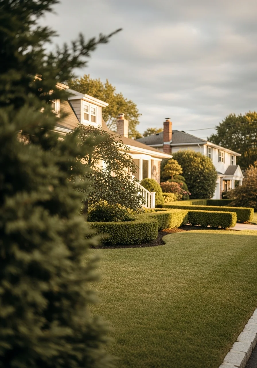 Long Island waterfront property with mature landscaping and residential exterior.